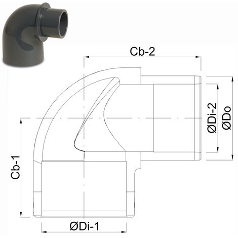 PVC U Winkel 90 Mit 2fach Klebemuffen Reduzierend 32 40 Mm X 40 Mm