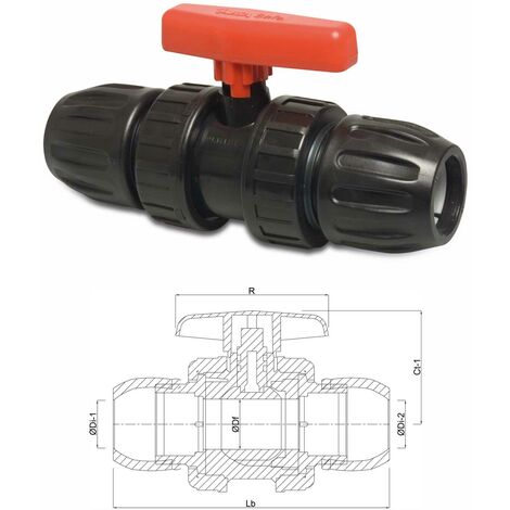 Pe Pp Kugelhahn Typ Safe Klemmmuffe X Klemmmuffe Mm