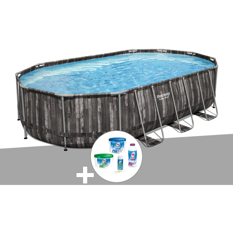 Kit Piscine Tubulaire Ovale Bestway Power Steel D Cor Bois X