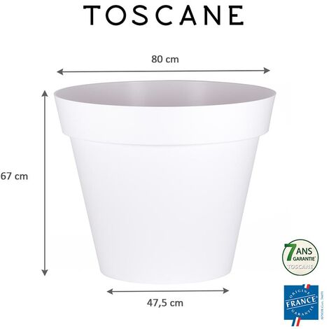 Pot De Fleur Rond Toscane X H Cm Blanc Eda