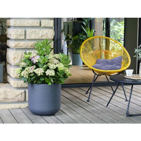 Pot De Fleurs Rond En Plastique Eda Graphit Up Anthracite Cm