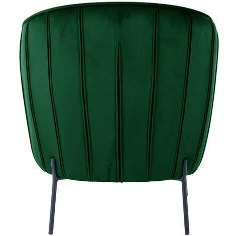 CUT Fauteuil lounge en velours Vert Sapin et pieds métal noir