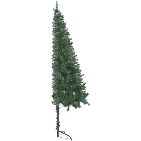 Árbol de Navidad artificial esquina LED y bolas verde 240 cm