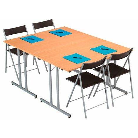 Table multi usages pliante hêtre L 120 x P 80 cm piètement aluminium