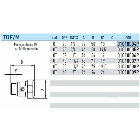 Effebi Tof M Raccordo Diritto Maschio Ottone X Maschio Per