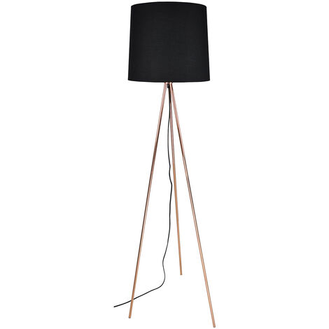 Lampada Da Terra Con Treppiede In Metallo Color Oro Rosa Piantana Mod