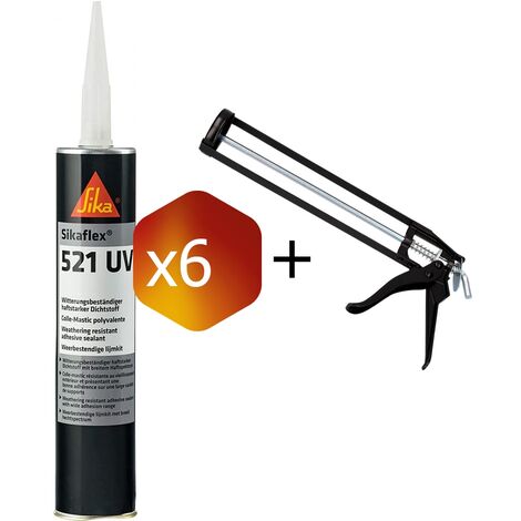 Pack De 6 SIKA Sikaflex 521UV Sellador Para Exteriores C100 12 Gris