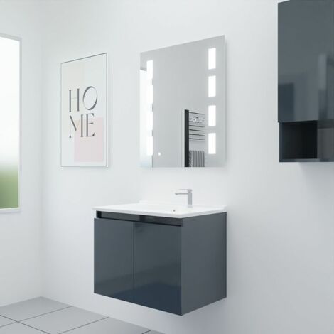 Meuble Proline Cm Avec Plan Vasque Et Miroir Prestige Gris