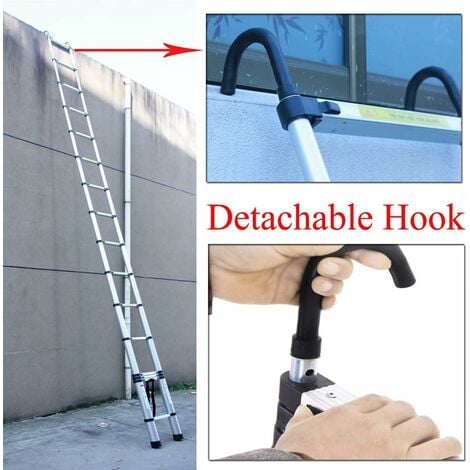 Telescopic Ladder 5m Extension Ladder With 2 Detachable Hooks