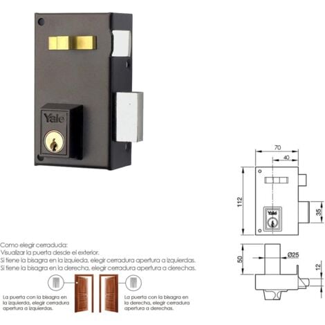 YALE Cerradura Yale 56 A Hp 70 Derecha Cerradura Yale Azbe 56 A Hp