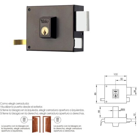 YALE Cerradura Yale 125 A Hpr 10 Derecha Cerradura Yale Azbe 125 A