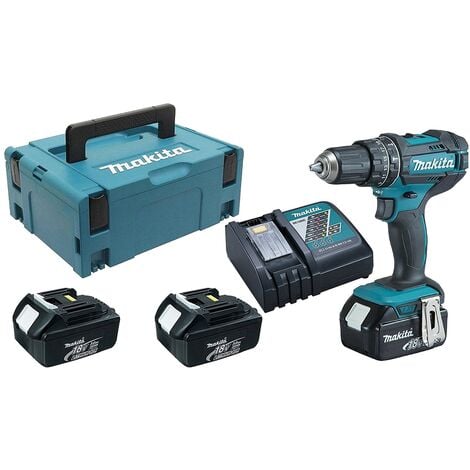 Taladro inalámbrico 18V Makita DHP482RF3J con percusión