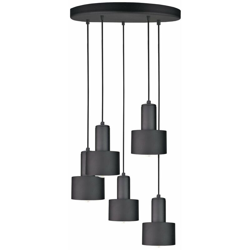 Keter Lighting 2064 Luce Cluster Suspension Plafonnier Noir 45cm 5x E27