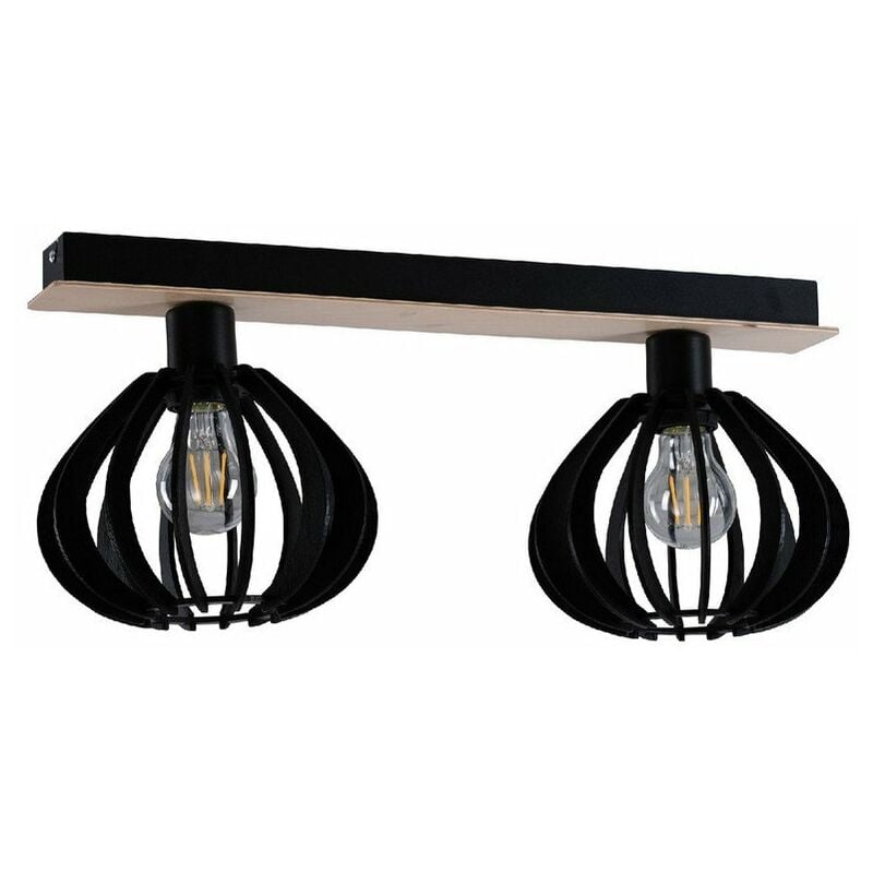 Keter Lighting 812 Nicoleta Twin Plafonnier Spot Noir Et Naturel