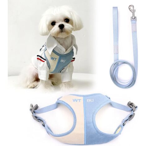 Ensemble Harnais Et Laisse Pour Petit Chien S Bleu Clair Fei Yu