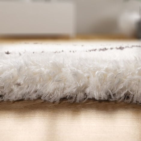 Paco Home Tapis Shaggy Tapis De Salon Poil Long Motif Scandinave Blanc