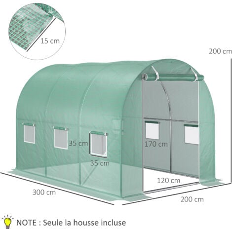 Bâche de rechange serre tunnel 6 m² bâche dim 3L x 2l x 2H m PE anti