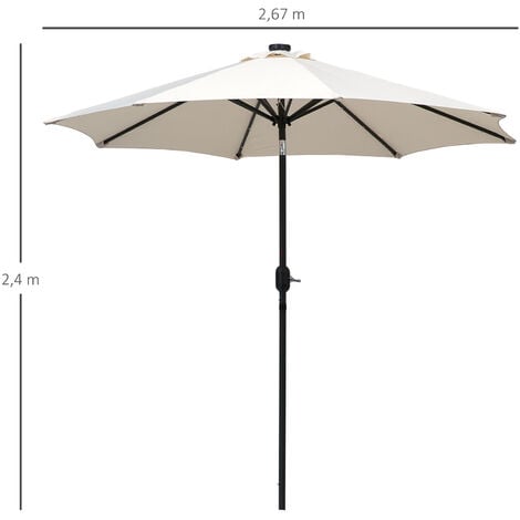 Parasol octogonal inclinable Ø 2 67 x 2 4 m lumineux solaire 24 LED