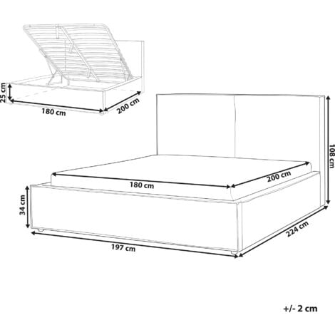 EU Super King Size Bed Frame 6ft Fabric Upholstery Slatted Base Storage