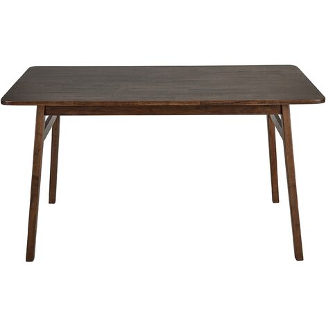 Retro Dining Table 140 X 80 Cm Rubberwood Dark Wood Ventera