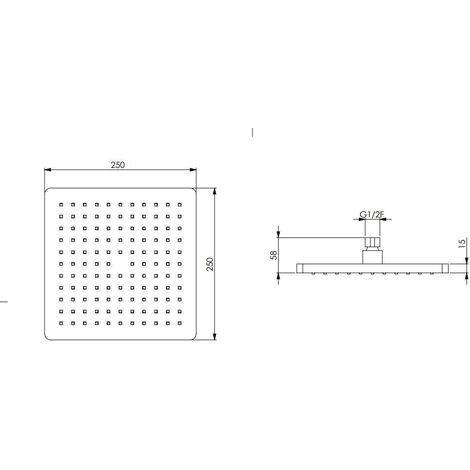 Soffione Quadrato Petalo 25Q Mm 250x250x15 In ABS Cromato Anticalcare