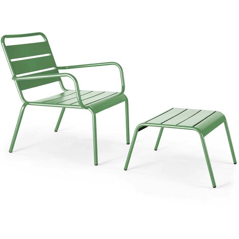 Sillones Reclinables Con Reposapi S De Metal Gris Y Verde Cactus