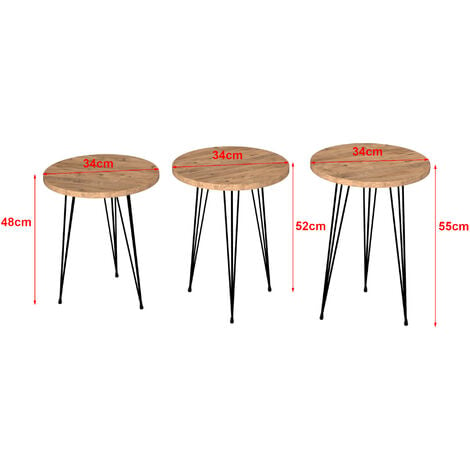 Set De Tables D Appoint Ry Rondes Gigognes Naturel Noir