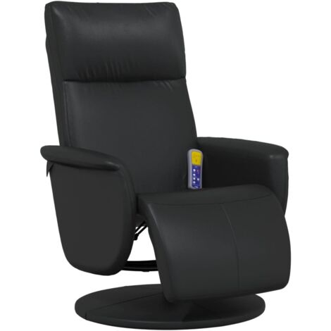 Fauteuil Inclinable De Massage Repose Pieds Noir Similicuir