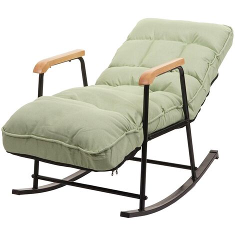 Chaise à bascule réglable avec repose pieds en cadre en bois et tissu