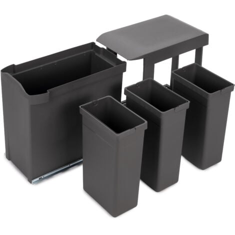 Emuca Poubelles De Recyclage Pour La Cuisine 3 X 10L Fixation