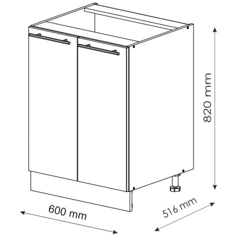 Meuble bas de cuisine Fame Line Chêne de force doré 60 cm sans plan