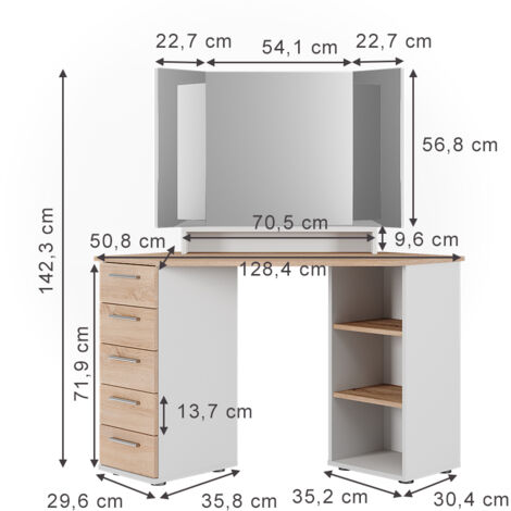 Coiffeuse Sofia Blanc Sonoma 128 4 Cm Vicco