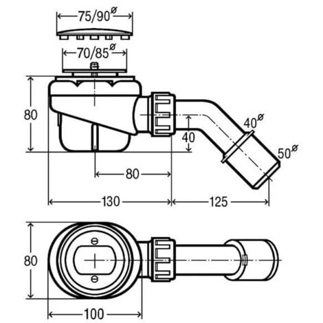 Bonde de douche Domoplex horizontale à vis pour orifice 65mm Viega