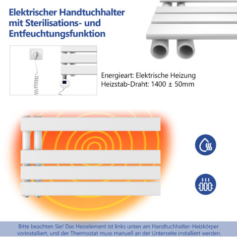 Meykoers Badheizk Rper Elektrisch Handtuchtrockner Wei X Mm