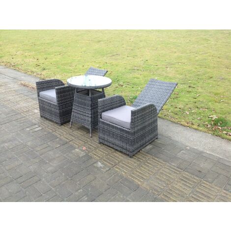 Fimous Dark Grey Mixed Outdoor Wicker Rattan Garden Furniture Reclining