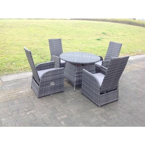 Fimous Dark Grey Mixed Outdoor Wicker Rattan Garden Furniture Reclining