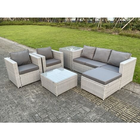 Fimous Seat Light Grey Lounge Outdoor Pe Rattan Garden Furniture Set