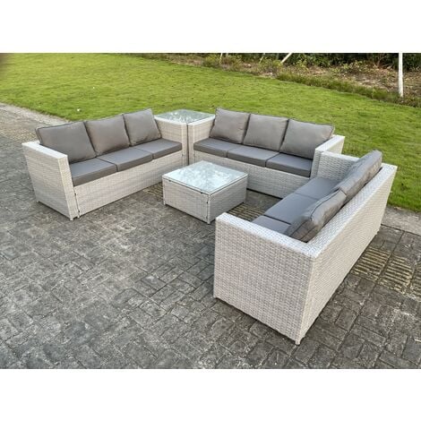 Fimous Light Grey Lounge Outdoor Pe Rattan Garden Furniture Set Pe