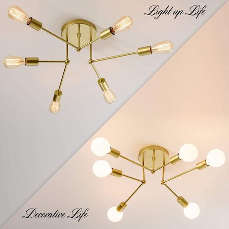 Plafoniera Retro Base E27 6 Portalampade Lampada A Soffitto Per