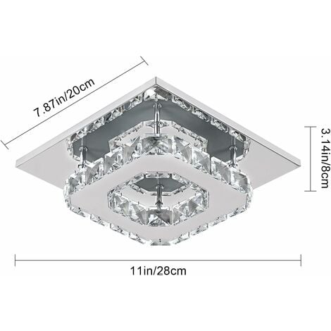 Plafoniera Led In Cristallo Moderno Bianco Caldo K Quadrato Lampada