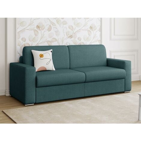 Canapé 4 places convertible express en tissu CALITO Bleu Couchage