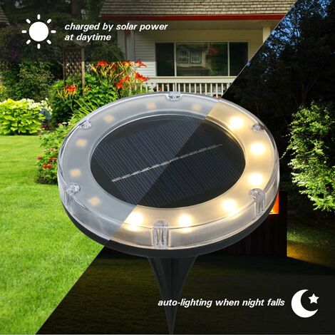 LED Solar Ground Light 4 Pack 12 LEDs Solar Powered Outdoor Lights