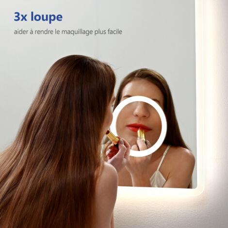 Meykoers Miroir de salle de bain avec éclairage et LED 3x Miroir