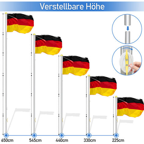 Swanew Fahnenmast Alu M Inkl Seilzug Inkl Deutschlandfahne