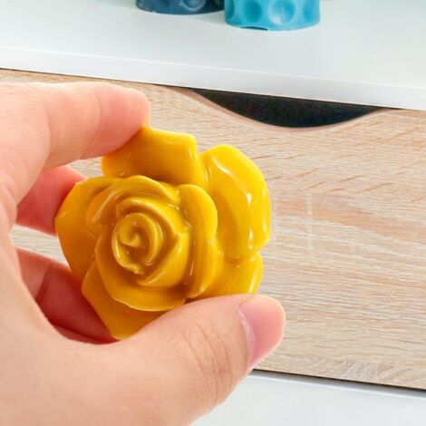 NORCKS Furniture Handles 8 Pieces Yellow Rose Flower Ceramic Door Knob