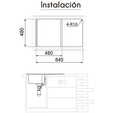 Fregadero Cuadrado Encastrar 86 X 50 Nueva York 1 Seno Acero INOX