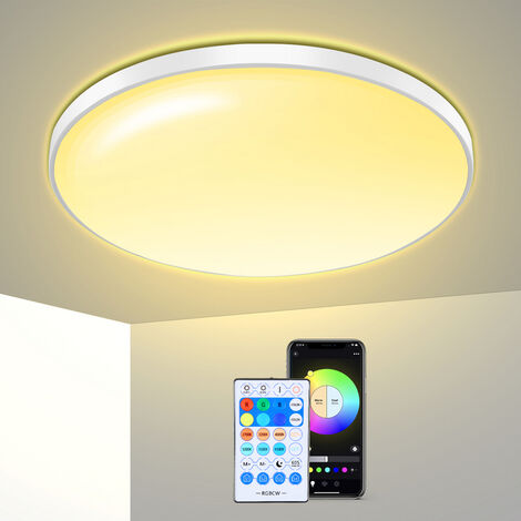 Tolletour Plafonnier Led Rgb W Wifi App T L Commande Avec T L Commande