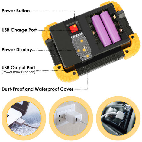 TolleTour Projecteur LED Rechargeable 30W Projecteur Chantier Lumière