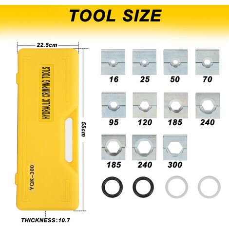 TolleTour Pince à Sertir Hydraulique Matrices Hexagonales Coffret de