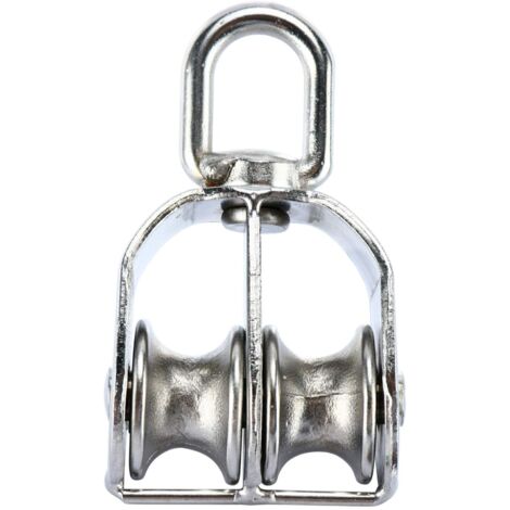 2 Pack Double Pulley Block In 304 Stainless Steel Crane Swivel Hook